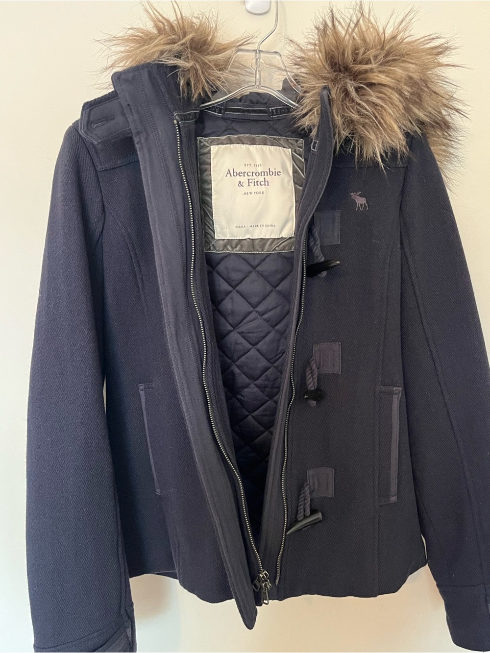 Tell Me Lies Screen Worn Lucy Hero Abercrombie & Fitch Navy Duffle Coat Jacket S - Picture 11 of 16